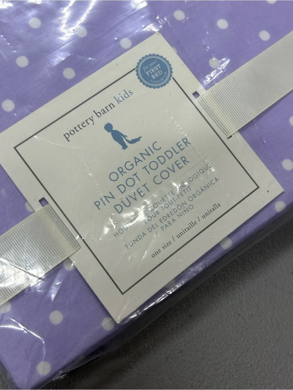 Pottery Barn Duvet Cover Lavender Purple White Pin Polka Dot Toddler Bedding NWT